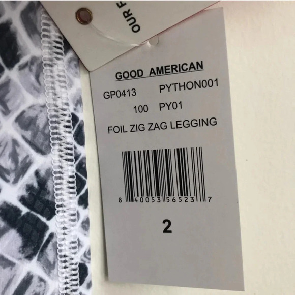 New Good American Snake print Legging Foil Zig Zag Python mesh detail activewear - Picture 5 of 15